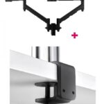 Atdec AWMS-2-D13 Dual Dynamic Monitor Arms on 135mm Post. Max Load: 8kg, F-Clamp Desk Fixing, VESA up to 100×100. Black. (AWMS-2-D13-F-B)