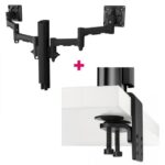Atdec AWMS-2-4640 Dual Monitor Swing Arms on 400mm Post. Max Load: 12kg (flat), 10kg (curved), Heavy Duty Desk Fixing, VESA up to 100×100. Black. (AWMS-2-4640-H-B)