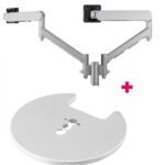 Atdec AWMS-2-D13 Dual 690mm Dynamic Monitor Arms + 135mm Post / 8kg (17.6lb) Flat and Curved Screens + Grommet Clamp Desk Fixing, Silver (AWMS-2-D13-G-S)