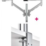 Atdec AWMS-2-D40 Dual 690mm Dynamic Monitor Arms + 400mm Post / 8kg (17.6lb) Flat and Curved Screens + F Clamp Desk Fixing, Silver (AWMS-2-D40-F-S)