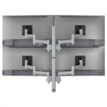 Atdec AWMS-4-4675 Quad 460mm Monitor Arms on 750mm Post and Heavy-Duty F Clamp Desk Fixing, Silver (AWMS-4-4675-H-S)