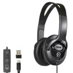 Shintaro Over-The-Ears USB-C Headset with In-Line microphone – Includes USB-C to USB-A adaptor for use with Laptops (SH-123)