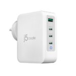 J5create JUP43130 130W GaN USB-C 4-Port Charger – (USB-C PDx 3, USB-A x 1 with Auto Balance Output) – Charge your phones, tablets, or laptops (JUP43130U)