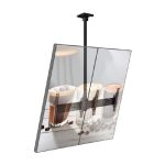 Atdec 2×1 ceiling menu board mount, portrait/smaller displays, single pole, 1.25m rail, tilting angle. Max load per display: 25kg (ADBS-2X1-12TC)