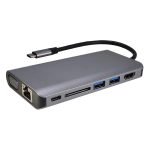 Shintaro USB-C Travel Display Multi Hub with USB-C to HDMI/VGA, 2 USB 3.0, USB-C PD3.0 and Gigabit Ethernet Connectivity (SH-AD-USBC-TDHUB)