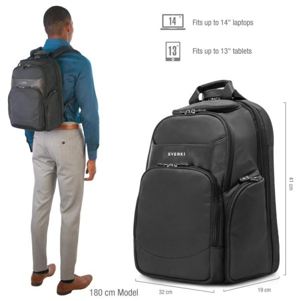 Everki Suite Premium Compact Travel Friendly Laptop Backpack up to 14-Inch (EKP128) - Image 2