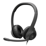 Logitech Wired USB Headset H390, Black, Noise Cancelling MIC, 1.8m Cable, In-line Audio Control (981-000485)