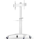 Atdec AD-TVC-70A Executive Mobile TV Cart with High Aesthetics. Max Load 70kg. VESA to 600×400. For Displays 32″ to 70″. White (AD-TVC-70A-W)