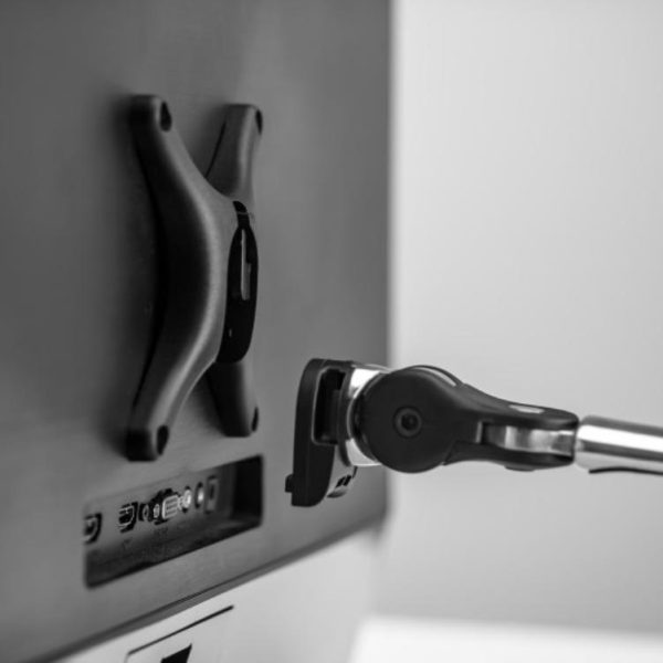 Atdec Dual Monitor Swing Arms Mount on Post. Up to 32", Max load: 8kg (flat), 5.5kg (curved), Bolt-Through and F-Clamp, VESA up to 100x100. Silver (AF-AT-D-P) - Image 6