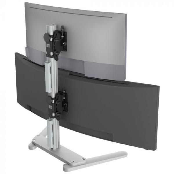 Atdec AWMS-2-BT75 Super Heavy Duty Dual Vertical Monitor Mount. Max Load Per Display: 25kg (flat), 18kg (curved), Freestanding, Pre-boxed. Silver (AWMS-2-BT75-FS-S) - Image 6
