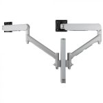 Atdec AWMS-2-D40 Dual Dynamic Monitor Arms on 400mm Post. Max Load: 8kg, C-Clamp Desk Fixing, VESA up to 100×100. Silver. (AWMS-2-D40-C-S)