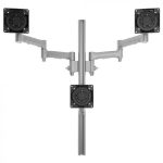 Atdec AWMS-3-TH467 Triple Monitor “Stack” Desk Mount and Heavy-Duty F Clamp Desk Fixing, Silver (AWMS-3-TH467-H-S)