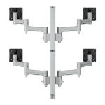 Atdec AWMS-4-4675 Quad 460mm Monitor Arms on 750mm Post. 12kg Flat Screens, 10kg Curved Screens, Grommet Clamp Desk Fixing, Silver (AWMS-4-4675-G-S)