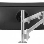 Atdec AWMS-HX40 Heavy Duty Dynamic Arm on Post. Max Load: 6-14kg (Flat) 12kg (Curved), Grommet Clamp Desk Fixing, Silver (AWMS-HX40-G-S)