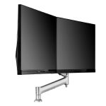 Atdec AWMS-RHXB Tandem Dynamic Dual Monitor Mount. Grommet Clamp Desk Fixing. Max Load 2-7kg. Up to 27″ screens. Silver (AWMS-RHXB-G-S)