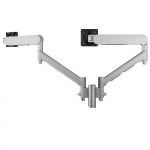 Atdec AWMS-2-D13 Dual Dynamic Monitor Arms on 135mm Post. Max Load: 8kg, Bolt-Through Desk Fixing, VESA up to 100×100. Silver. (AWMS-2-D13-B-S)