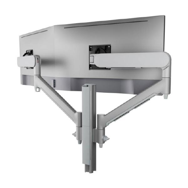 Atdec AWMS-2-D40 Dual Dynamic Monitor Arms on 400mm Post. Max Load: 8kg, Heavy Duty F-Clamp Desk Fixing, VESA up to 100x100. Silver. (AWMS-2-D40-H-S) - Image 4