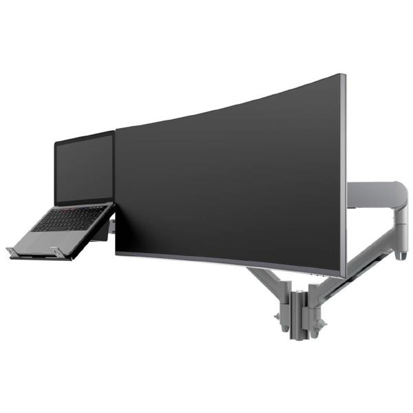 Atdec AWMS-2-ND13 Laptop-Monitor Combo Mount on 135mm Post. Max Load: 8kg,  Grommet Clamp Desk Fixing, VESA up to 100x100. Silver (AWMS-2-ND13-G-S) - Image 4