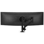 Atdec AWMS-HX40 Heavy Duty Dynamic Arm on Post. Max Load: 6-14kg (Flat) 12kg (Curved), Heavy Duty F-Clamp Desk Fixing, Black (AWMS-HX40-H-B)