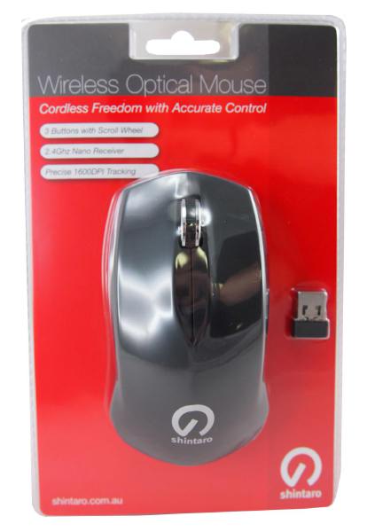 Shintaro 3 Button Wireless RF Mouse with USB 2.0 Dongle & 1600 DPI Precision - Ergonomic Optical Design (SH-WM03) - Image 3