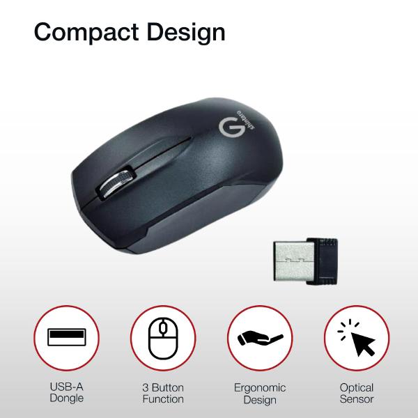 Shintaro 3 Button Wireless RF Mouse with USB 2.0 Dongle & 1600 DPI Precision - Ergonomic Optical Design (SH-WM03) - Image 5
