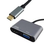 Shintaro USB-C to 4K HDMI & 1080P VGA Hub – Connect USB-C PCs to Monitors/TVs – Supports 4K@60Hz & 1080P Display (SH-AD-USBC-HDVGA)