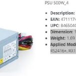 Synology PSU 500W_4 for RS3618xs, RS2418+, RS2416+, RX1217 (PSU 500W_4)