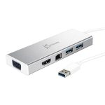 J5create JUD380 USB 3.0 Mini Dock for Dual Display with HDMI & VGA Output, 2 USB 3.1 Type-A and Gigabit Ethernet Connectivity (JUD380)