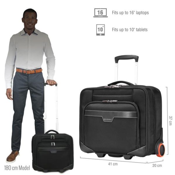 Everki Journey Laptop Trolley Rolling Briefcase 11-Inch to 16-Inch Adaptable Compartment (EKB440) - Image 2