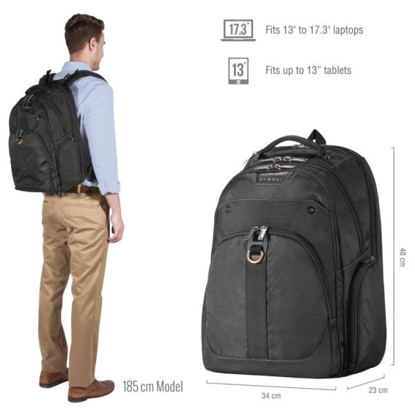 Everki Atlas Travel Friendly Laptop Backpack 13-Inch to 17.3-Inch Adaptable Compartment (EKP121) - Image 2
