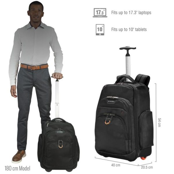 Everki Atlas Wheeled Laptop Backpack 13-Inch to 17.3-Inch Adaptable Compartment (EKP122) - Image 2