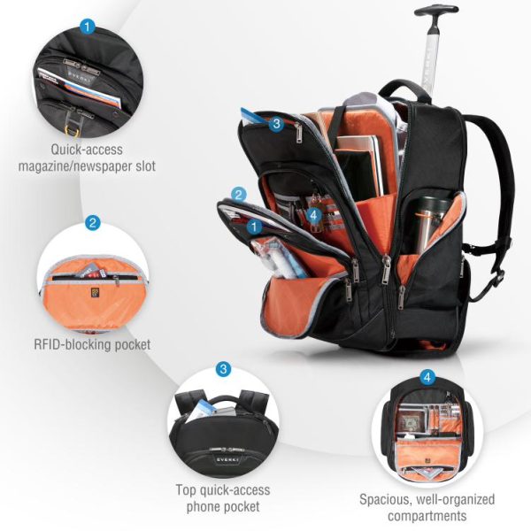 Everki Atlas Wheeled Laptop Backpack 13-Inch to 17.3-Inch Adaptable Compartment (EKP122) - Image 9