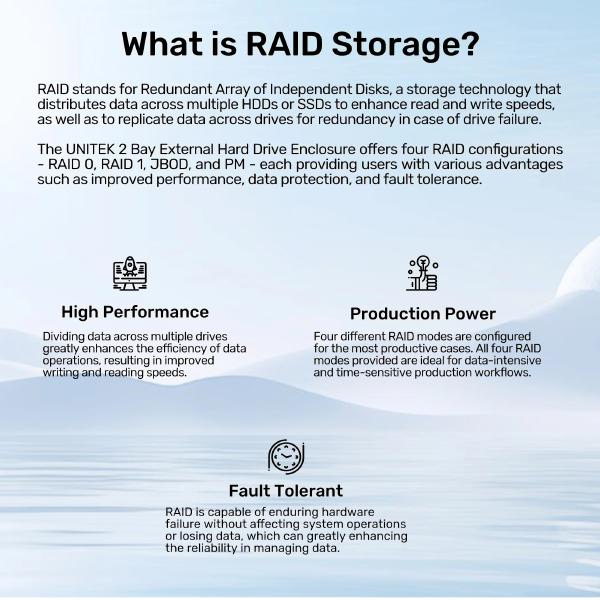Unitek USB3.2 Type-C 10GB/SATA 2 BAY SATA HDD RAID ENCLOSURE (S1308C01-AU) - Image 7
