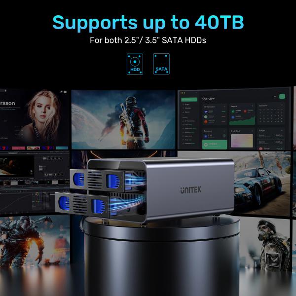 Unitek USB3.2 Type-C 10GB/SATA 2 BAY SATA HDD RAID ENCLOSURE (S1308C01-AU) - Image 8