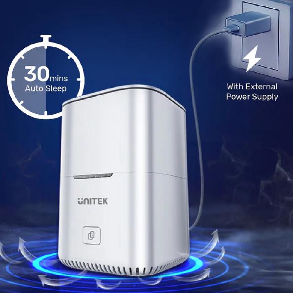 Unitek USB-C to 2.5" Dual SATA 6G Hard Disk Docking Station with Offline Clone, AU 5V2A Power Adapter, White (S1105B01-AU) - Image 5