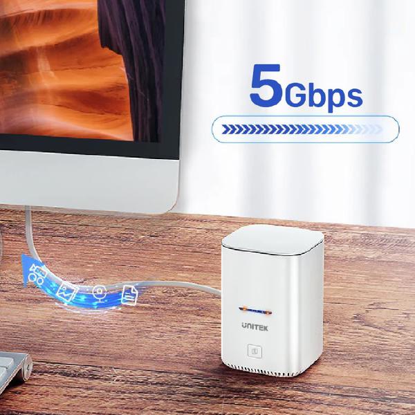 Unitek USB-C to 2.5" Dual SATA 6G Hard Disk Docking Station with Offline Clone, AU 5V2A Power Adapter, White (S1105B01-AU) - Image 6