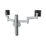 Atdec Dual Monitor Mount with Swing Arms - Heavy-Duty F-Clamp - Silver