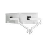 Atdec Dual Dynamic Monitor Arm Mount on Short Post – Heavy-Duty F-Clamp – White (AWMS-2-D13-H-W)