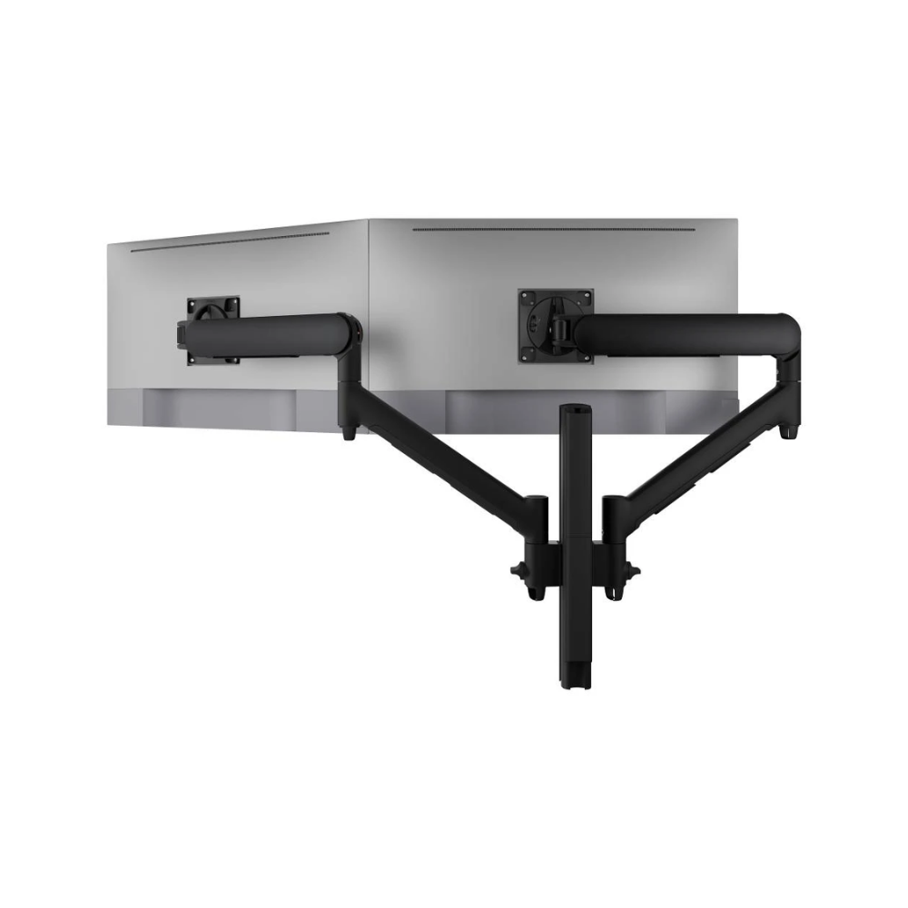Atdec Dual Dynamic Monitor Arm Mount on Medium Post - F-Clamp - Black